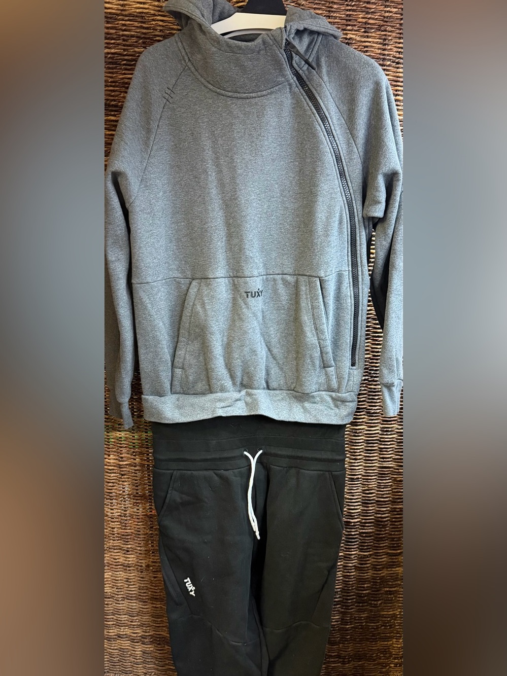 TUXY - One Piece- Men’s Grey/Black Jogger Set w/Black Zip Accent-XLarge